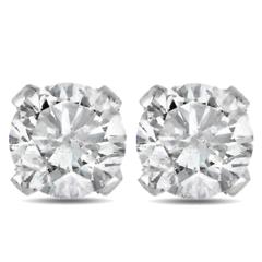 1 1/2Ct Round Brilliant Cut Natural Diamond Stud Earrings In 14K Gold
