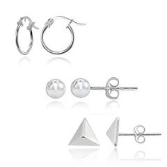 3 Pairs 925 Silver 12mm Tiny Hoops