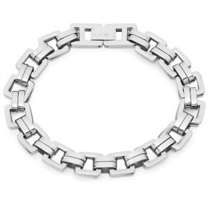 Oxford Ivy Mens Square Link Stainless Steel Bracelet 8 /4 inch