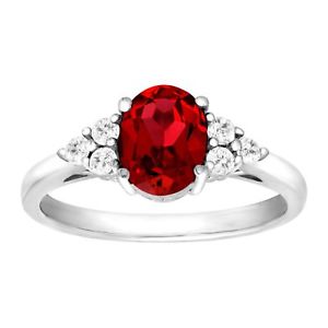 1 7/8 ct Created Ruby & Natural White Topaz Ring in Sterling Silver