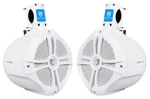 Pair Rockville RWB80W 8" White 2 Way 600 Watt Marine Wakeboard Tower Speakers