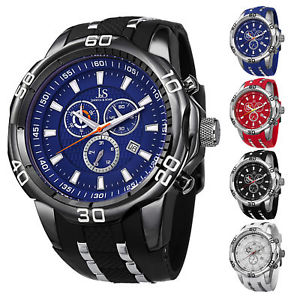 Men's Joshua & Sons JS50 Quartz Sporty Chronograph Date Silicone Strap Watch