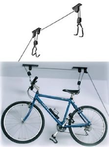 Bike Bicycle Lift Ceiling Mounted Hoist Storage Garage Hanger Pulley Rack NEW