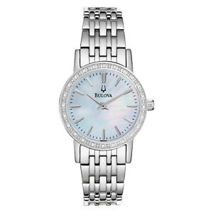 Bulova Women's 96R164 Quartz Diamond Accents Silver-Tone Bracelet 27mm Watch