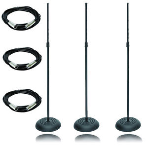 On Stage 3 Pack MS7201B Round Base Microphone Stand