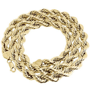 Real 10K Yellow Gold Solid Rope Chain 8mm Shiny Twist Necklace 24-30 Inches