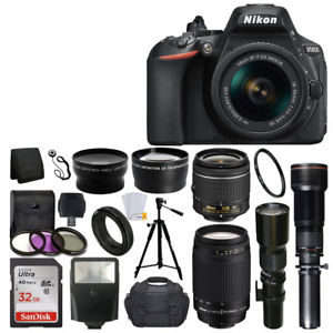 Nikon D5600 DSLR Camera + 6 Lens 18-55mm + 70-300mm + 650-1300mm+ Super Zoom Kit