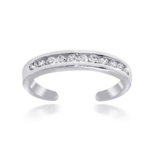 .925 Sterling Silver Channel-Set Cubic Zirconia Toe Ring