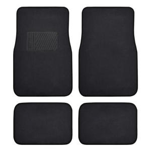 Solid Black Carpet Car Floor Mats - Set of 4 Driver Passenger and Utility Pads