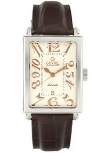 Gevril Men's 5005A Avenue of Americas Automatic Rose-Gold IP Leather Date Watch