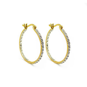 .25ctw Genuine Diamonds in Gold Over 925 Sterling Silver Hoop Earrings