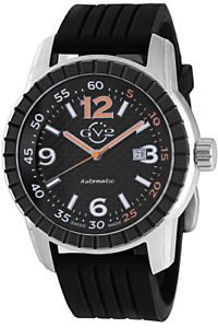GV2 by Gevril Men's 9303 Lucky 7 Automatic Black Dial Black Rubber Date Watch