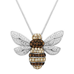 Bumblebee Pendant with Crystals in Sterling Silver