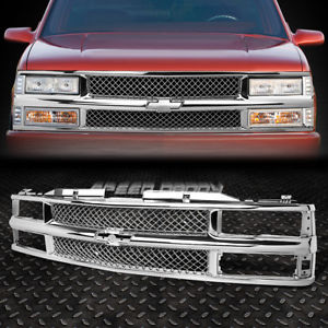 FOR 94-00 CHEVY C10 C/K/TAHOE/BLAZER FRONT BUMPER CHROME ABS MESHED GRILLE GUARD