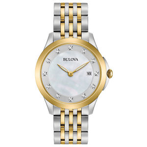 Bulova Women's 98P161 Quartz Diamond Accents Two-Tone Bracelet 36mm Watch