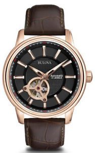 Bulova Men's 97A109 Automatic Skeleton Window Black Dial 45mm Watch