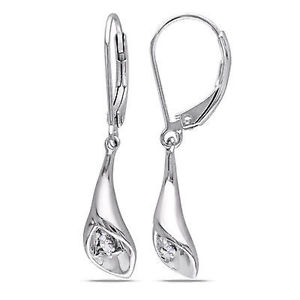 Sterling Silver Diamond Calla Lily LeverBack Earrings GH I3