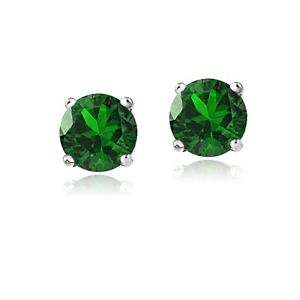 14K White Gold 2.1ct TGW Created Emerald Stud Earrings