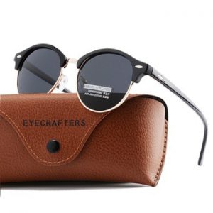 New Retro Brand Designer Club Round Sunglasses Polarized Women Men Half Frame Mirrored Polaroid Vintage Sun Glasses Eyewear