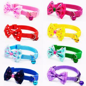 Adjustable Polyester Dog Collars Pet Collars With Bowknot Bells Charm Necklace Collar For Little Dogs Cat Collars Pet Supplies