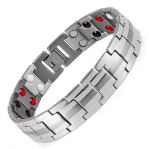 Rainso Fashion Jewelry Healing FIR Magnetic Titanium Bio Energy Bracelet For Men Blood Pressure Accessory Silver Bracelets