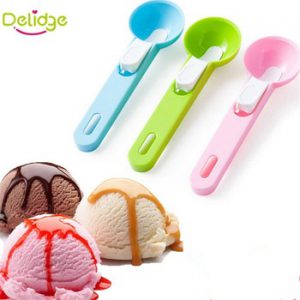 Delidge 1 pc Colorful Ice Cream Spoon Food -Grade Plastic Dig Ice Cream Ball Watermelon Fruit Digging Spherical Shape Cream