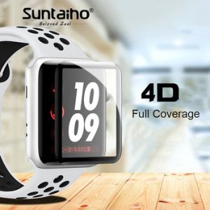 Suntaiho 4D Full Cover Soft Edge Full gel glass film For i Watch 42mm Screen Protector Film for Apple Watch 38 mm Series 1 2 3