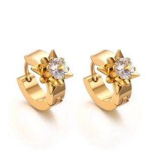 Vnox CZ Stud Earrings for Women Gold Color Stainless Steel brincos earings fashion jewelry