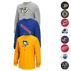 NHL Reebok "Jersey Crest" Team Primary Logo Long Sleeve T-Shirt Collection Men's