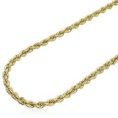 14K Yellow Gold Hollow 5mm Rope Chain Necklace 18" 20" 22" 24" 26" 28" 30"