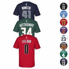 2016-17 NBA Adidas Official Player Name & Number Jersey T-Shirt Collection Men's