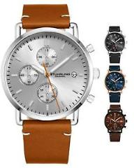 Stuhrling 3903 Men's Sports Chronograph Japan Quartz Genuine Leather Strap Watch