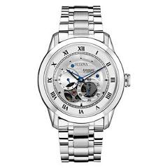 Bulova BVA Men's 96A118 Automatic Open Heart Window Silver-Tone 42mm Watch