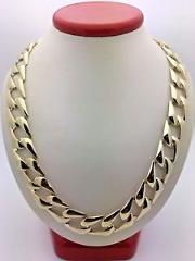 New Men's Solid 10K Yellow Gold 24.5" Cuban Link Chain Necklace 13mm 47-48g