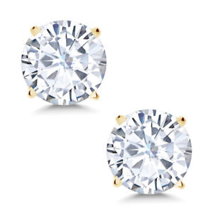 Forever Classic® 3.80ct DEW Round Moissanite Stud Earrings in 14K Yellow Gold