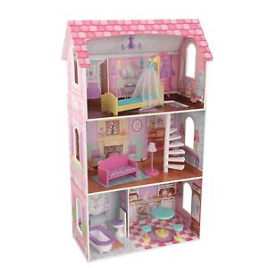 KidKraft Penelope Wooden Pretend Play House Doll Dollhouse Mansion w/ Furniture