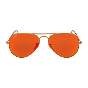 Ray Ban Aviator Classic RB 3025 112/69 Matte Gold Sunglasses Orange Flash 55mm