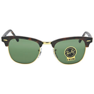 New Ray-Ban Clubmaster RB3016 W0366/49 Tortoise / Green G-15 Sunglasses - 49mm