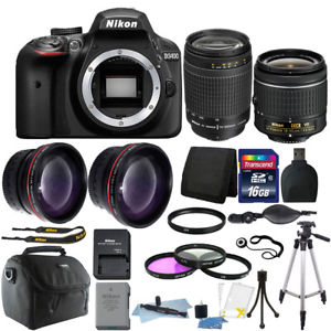Nikon D3400 24MP Digital SLR Camera + 18-55mm + 70-300mm Lens + Deluxe Bundle