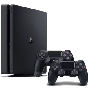 PlayStation 4 Slim 1TB Console + Extra Jet Black DualShock 4 Wireless Controller