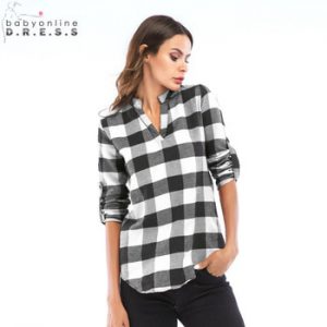 Plus Size 5XL Stand Neck Long Sleeve Grid Women Blouse Plaid Shirts Vintage Women Tops and Blouses Loose Lattice Blusa Feminina