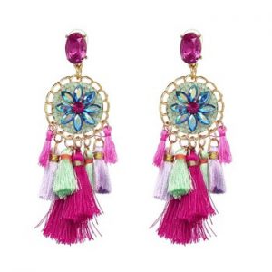 JUJIA colorful Bohemian Tassel Earrings New Statement earring Jewelry Factory Wholesale crystal Fringing earrings oorbellen