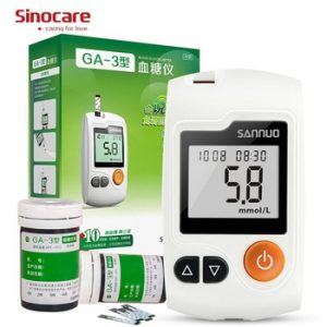English Guide Sinocare GA-3 Blood Glucose Meter & Test Strips &Lancets Glm Medical Blood Sugar Meter Glucometer Diabetes Tester