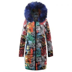 Big fur winter coat thickened parka women stitching slim long winter coat down cotton ladies down parka down jacket women