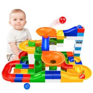 104PCS Marble Race Run Maze Ball Track Building Blocks Plastic Funnel Slide Big Size Bricks Compatible With Legoed Duplo Blocks