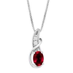 1 ct Created Ruby & White Sapphire Twist Pendant in Sterling Silver