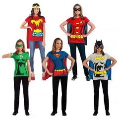 Female Superhero Costumes Adult T-Shirt Halloween Fancy Dress