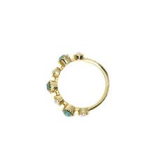 14K Gold Plated Station Ring With Pacific Opal Swarovski Stones