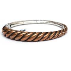 New DAVID YURMAN 9.5mm Pure Form Cable Bracelet in Bronze and Silver Medium