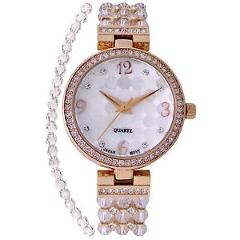 Croton Women's CN207563YLCR Swarovski Beads Crystal Accents Gold-Tone 30mm Watch